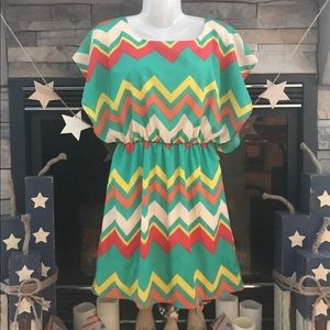 Green chevron dress